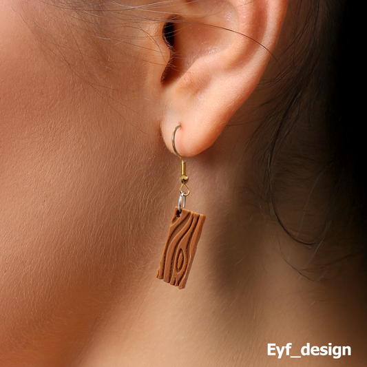 Saw and Wood Earring Pair